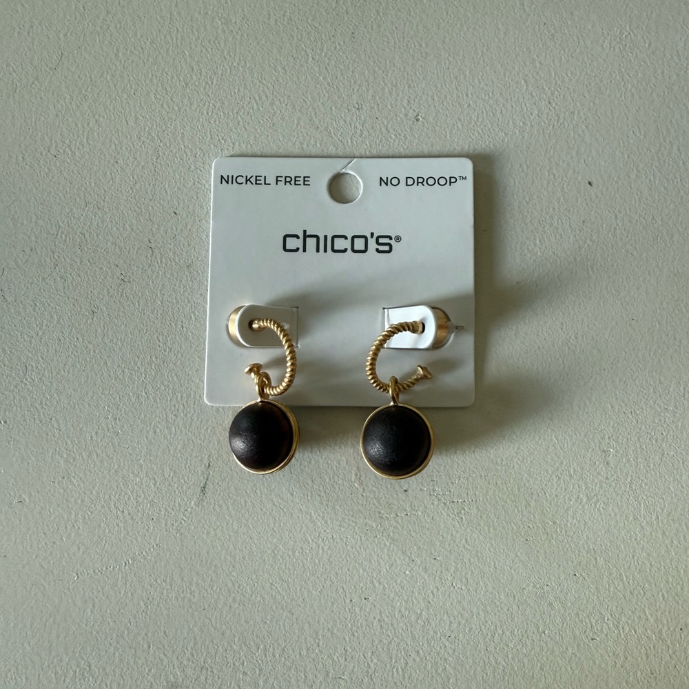 Chico's Elegant Gold and Dark Earrings